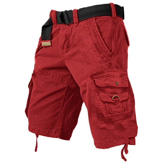 Mens Cargo Shorts Multi Pockets Cargo Shorts-Yellow