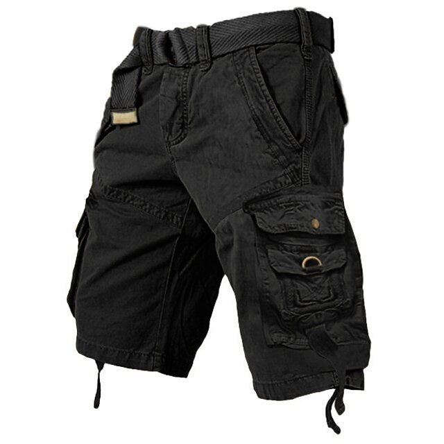 Mens Cargo Shorts Multi Pockets Cargo Shorts-Yellow