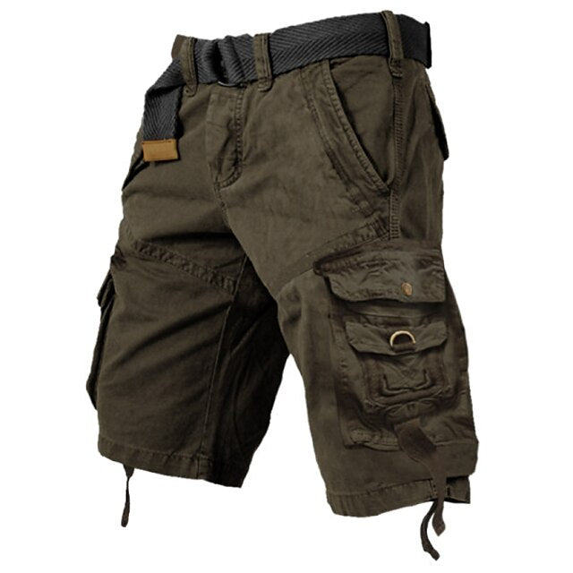 Mens Cargo Shorts Multi Pockets Cargo Shorts-Yellow