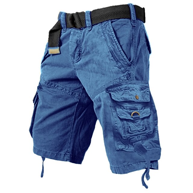 Mens Cargo Shorts Multi Pockets Cargo Shorts-Yellow