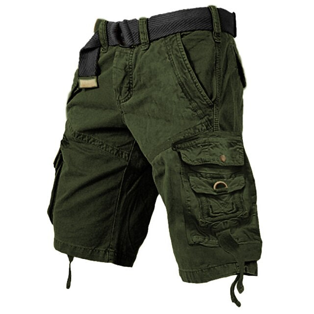 Mens Cargo Shorts Multi Pockets Cargo Shorts-Yellow